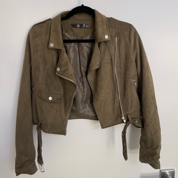 Missguided army green suede jacket (2) - Picture 2 of 5